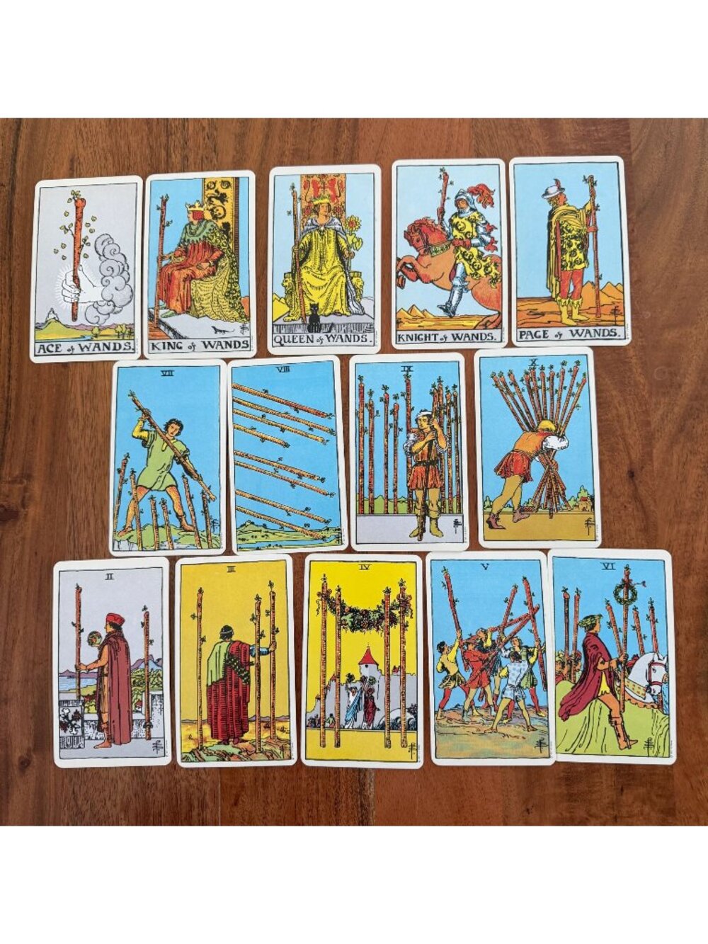 Rider Waite Tarot Cards Wands Suit Partial Set 14 Cards 1971 US Games Switzerlan